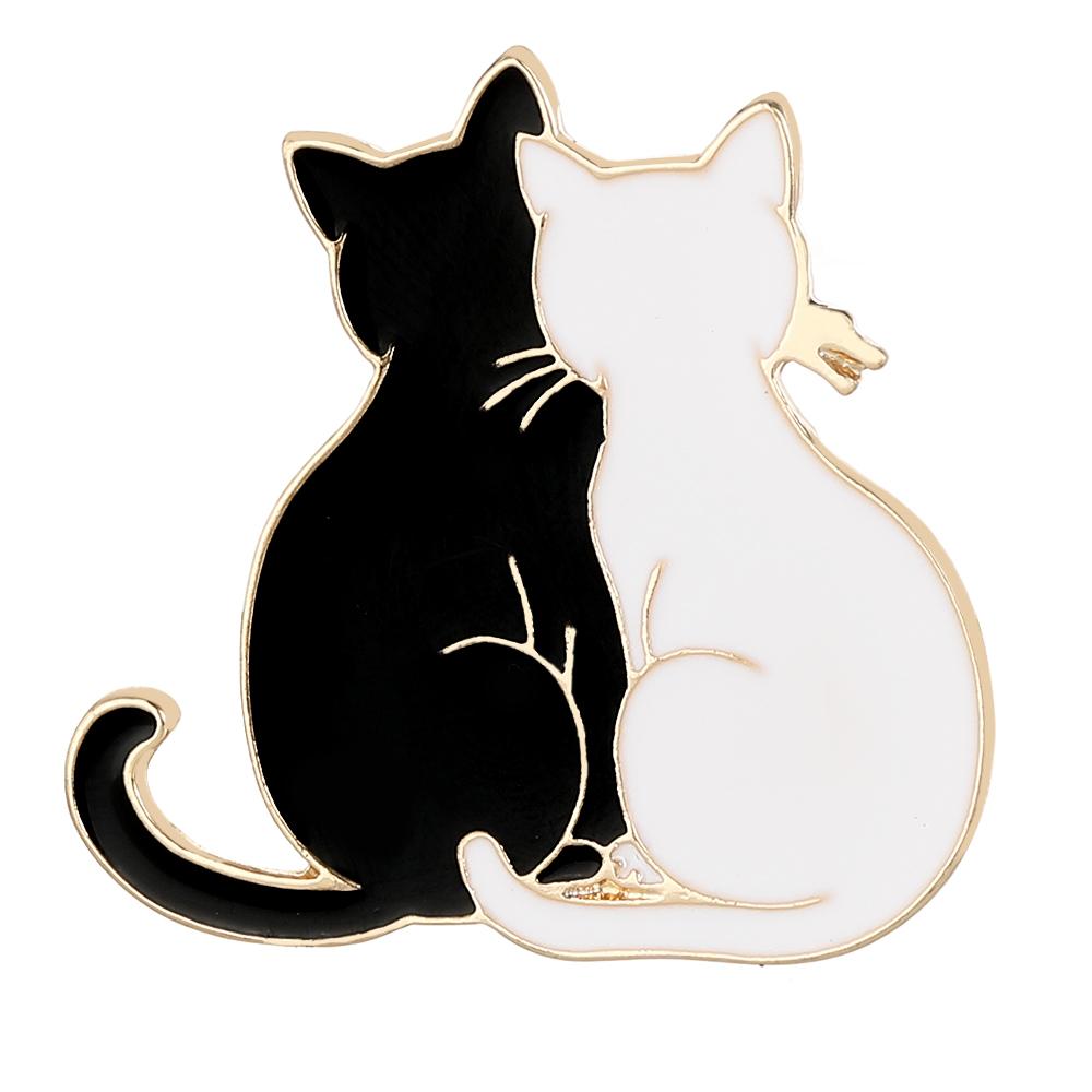 Romantic Black And White Cats Couple Back Enamel Brooches Pet Kitten Lovers Golden Lapel Pins
Romantic Black And White Cats Couple Back Enamel Brooches Pet Kitten Lovers Golden Lapel Pins
