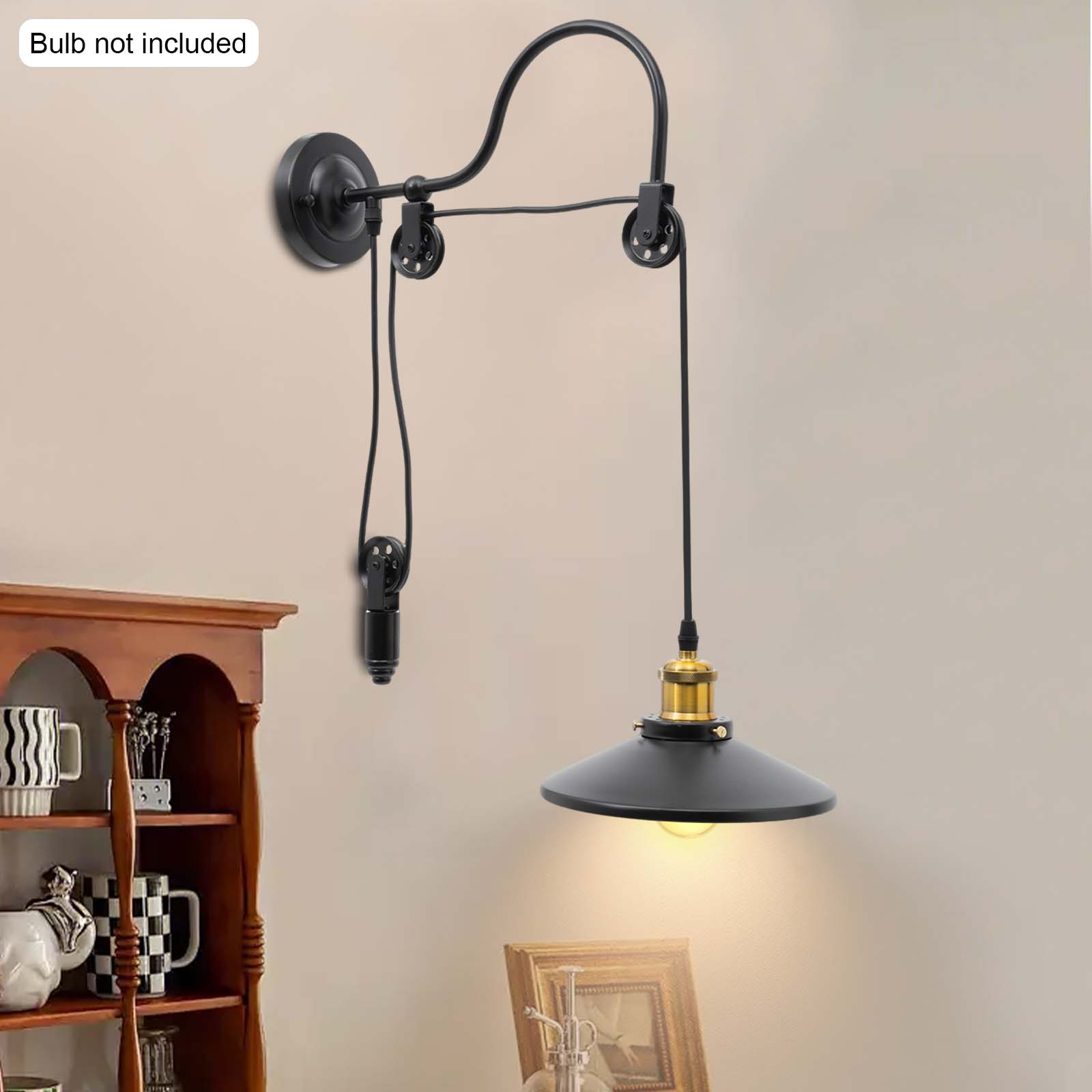 110-120V Adjustable Pulley Wall Lamp, Industrial Iron Wall Light, Wall Mount Indoor Lighting W/ E26 Base for Staircase & Hallway чорний
110-120V Adjustable Pulley Wall Lamp, Industrial Iron Wall Light, Wall Mount Indoor Lighting W/ E26 Base for Staircase & Hallway чорний