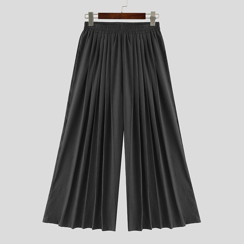 INCERUN Men Elastic Waist Ruffled Pleated Casual Wide Legs Pants with Pockets темно-сірий
INCERUN Men Elastic Waist Ruffled Pleated Casual Wide Legs Pants with Pockets темно-сірий