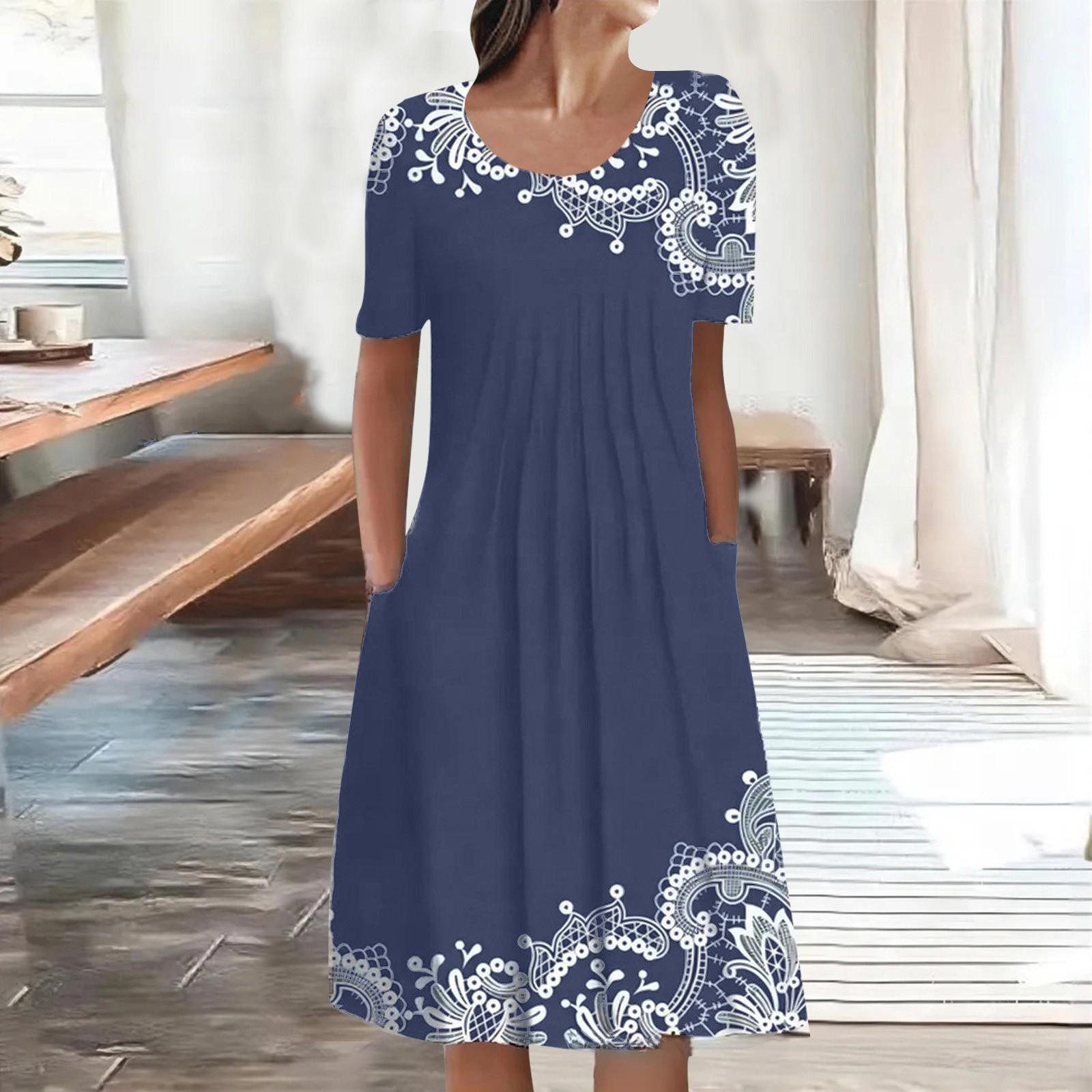 Women s Summer Casual Fashion Round Neck Short Sleeve Print Pullover Loose Dress XXXXXL Темно-синій
Women s Summer Casual Fashion Round Neck Short Sleeve Print Pullover Loose Dress XXXXXL Темно-синій