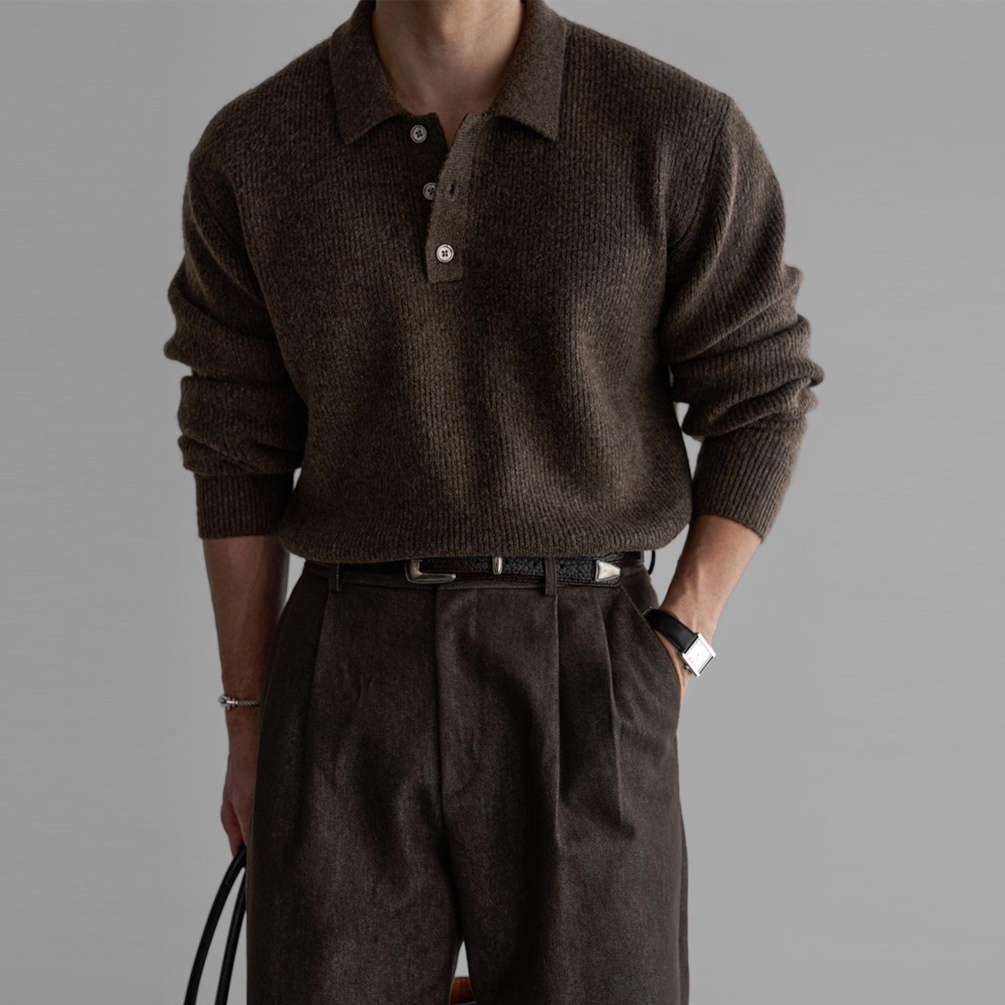 Чоловічий светр-поло у вінтажному стилі - Осінь/Зима, однотонний, вільний, в язаний, вовняний топ, довгий рукав M коричневий
Чоловічий светр-поло у вінтажному стилі - Осінь/Зима, однотонний, вільний, в язаний, вовняний топ, довгий рукав M коричневий