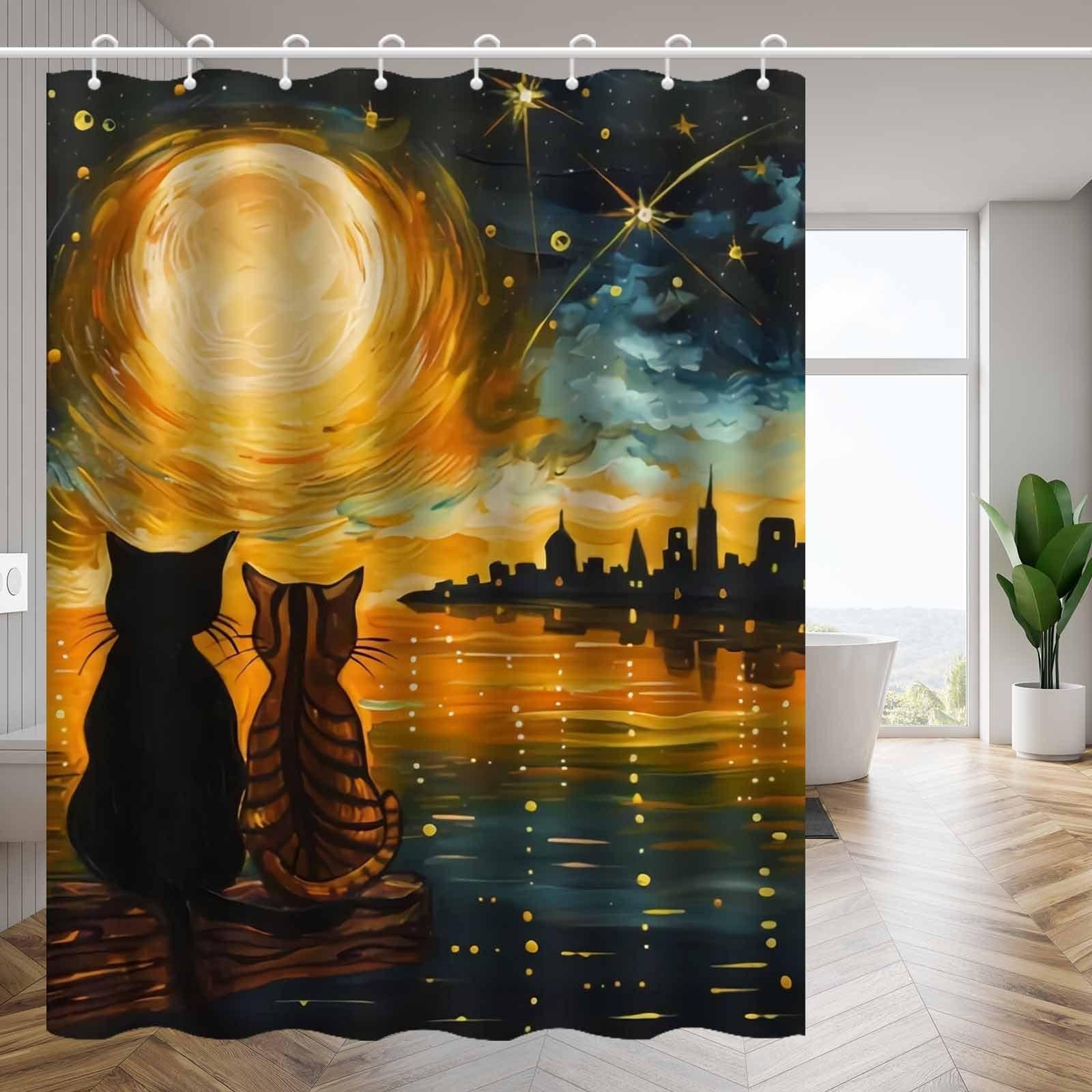 cartoon cat looks up at the starry sky Shower Curtain Washable Dirt-Resistant Shower Head waterproof Polyester Bath Curtain 90x180CM
cartoon cat looks up at the starry sky Shower Curtain Washable Dirt-Resistant Shower Head waterproof Polyester Bath Curtain 90x180CM