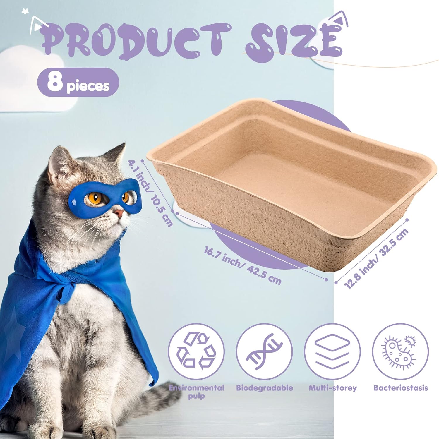 8-Piece Disposable Cat Litter Boxes, Portable 2-in-1 for Cats, Hamsters, Guinea Pigs & Small Pets, 16.7 x 12.8 x 4.1 Inch United States
8-Piece Disposable Cat Litter Boxes, Portable 2-in-1 for Cats, Hamsters, Guinea Pigs & Small Pets, 16.7 x 12.8 x 4.1 Inch United States