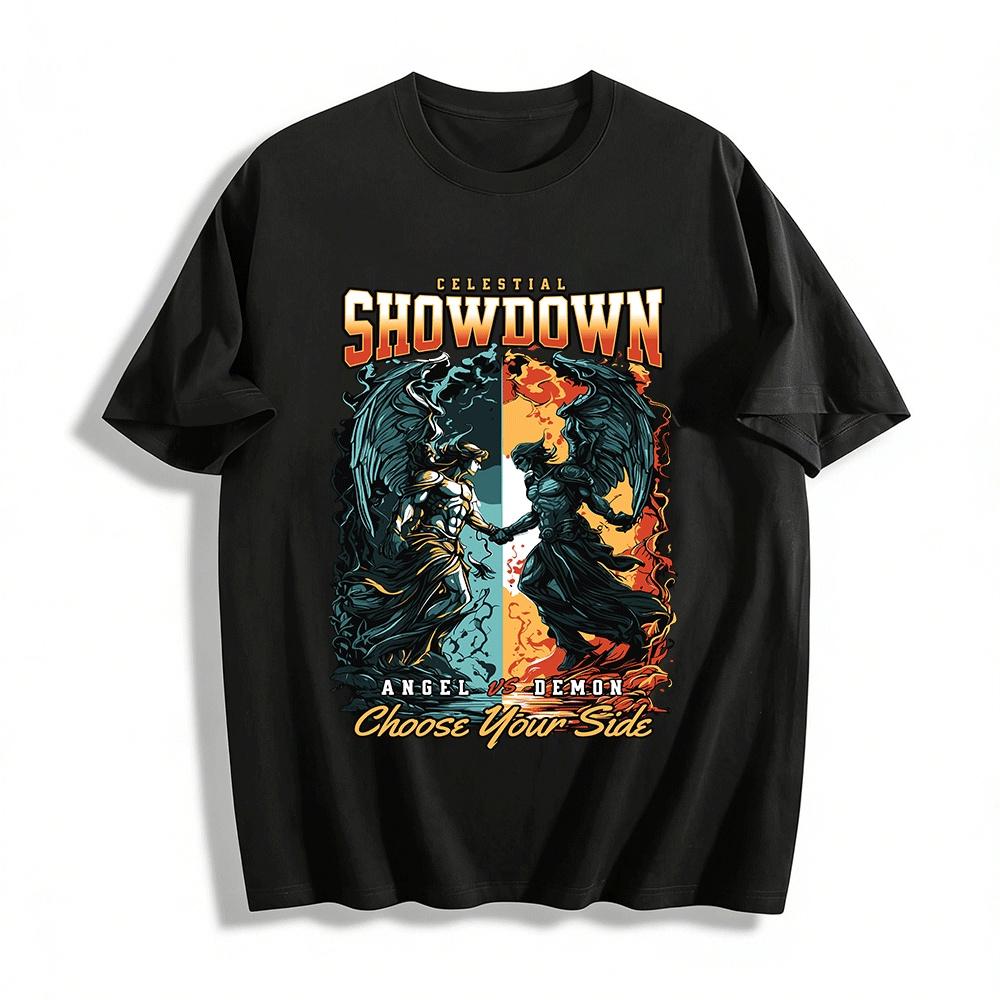 Celestial Showdown Angel Vs Demon Choose Your Side Tee Pure cotton T-shirt 6XL
Celestial Showdown Angel Vs Demon Choose Your Side Tee Pure cotton T-shirt 6XL