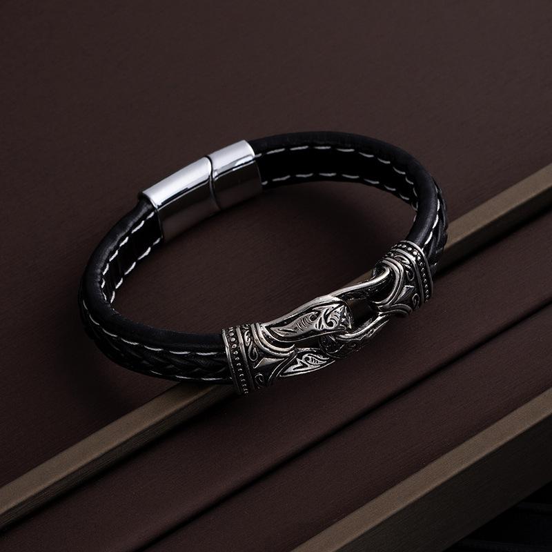 Ретро браслет с узором викингов для мужчин, нержавеющая сталь, переплетенный кожаный манжет, ручная работа, модный аксессуар
Ретро браслет с узором викингов для мужчин, нержавеющая сталь, переплетенный кожаный манжет, ручная работа, модный аксессуар
