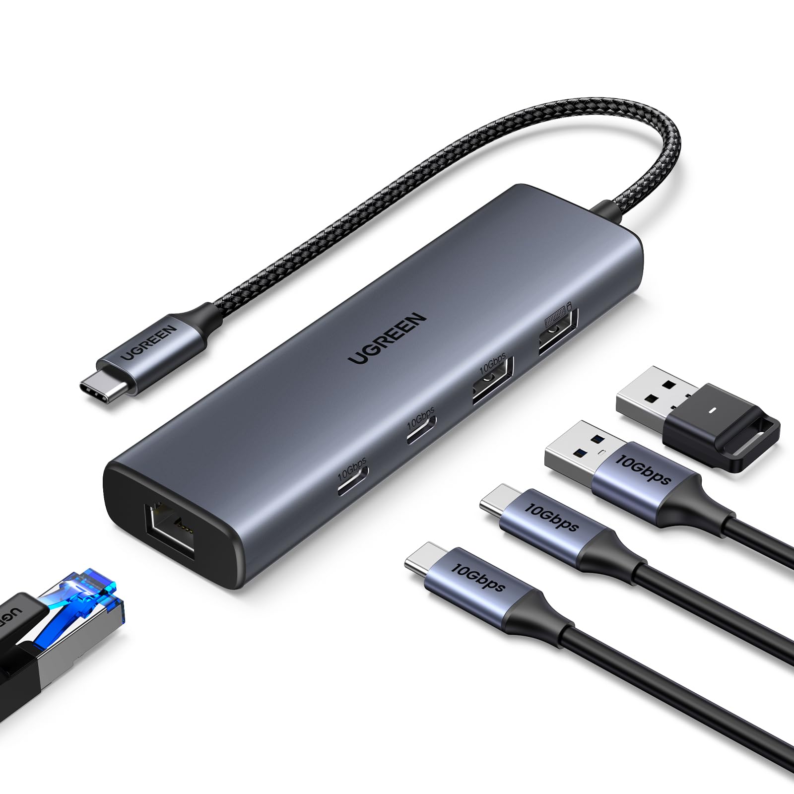 Адаптер UGREEN USB C для проводной сети LAN, LAN-хаб с портом LAN на RJ45 Gigabit Ethernet 10 Гбит/с Сверхвысокоскоростная передача Тип расширения Совместим с LAN серый
Адаптер UGREEN USB C для проводной сети LAN, LAN-хаб с портом LAN на RJ45 Gigabit Ethernet 10 Гбит/с Сверхвысокоскоростная передача Тип расширения Совместим с LAN серый