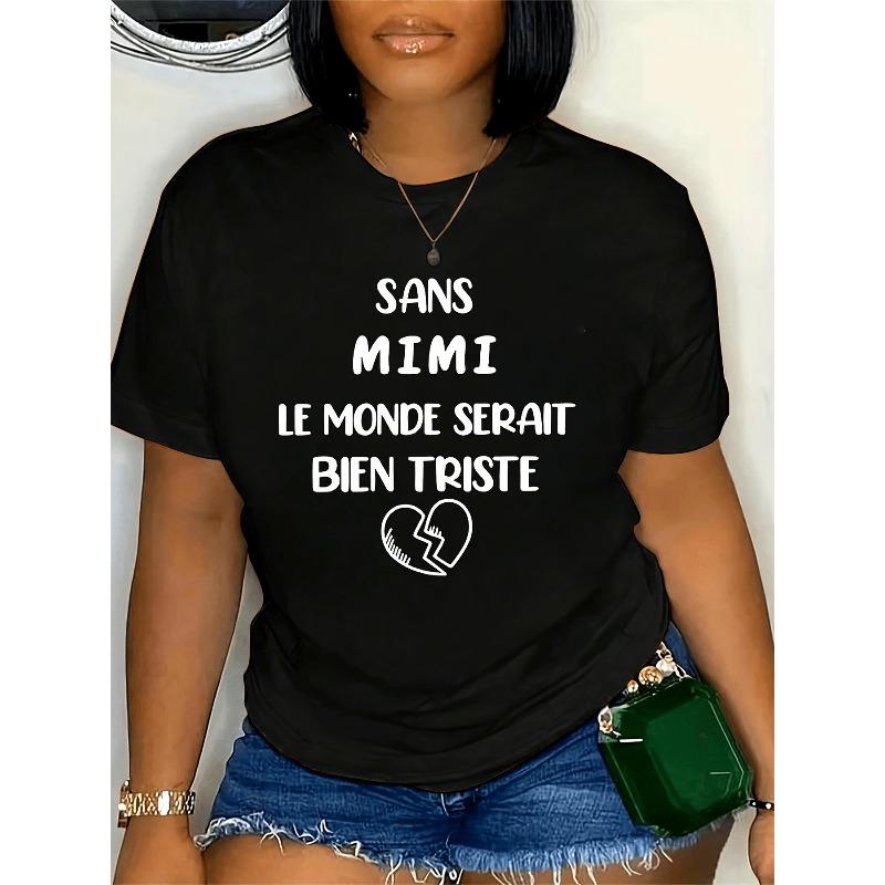 Plus Size - Plus Size - SANS MIMI LE MONDE SERAIT BIEN TRISTE Letter Print Plus Size Women S T-Shirt, Short Sleeve Crew Neck Casual Top S чёрный
Plus Size - Plus Size - SANS MIMI LE MONDE SERAIT BIEN TRISTE Letter Print Plus Size Women S T-Shirt, Short Sleeve Crew Neck Casual Top S чёрный