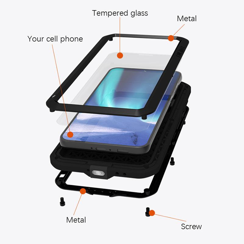 LOVE MEI For Samsung Galaxy S23+ Shockproof Phone Case Silicone+Metal Drop-proof Smartphone Cover with Tempered Glass Film Black
LOVE MEI For Samsung Galaxy S23+ Shockproof Phone Case Silicone+Metal Drop-proof Smartphone Cover with Tempered Glass Film Black