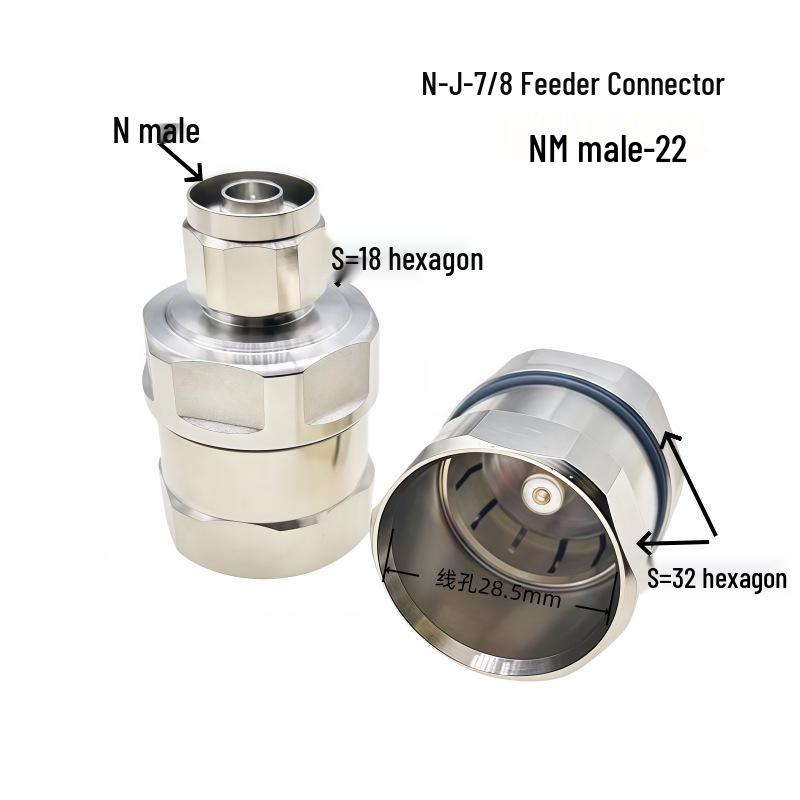 All-Copper N Male 7/8 Feeder Connector L16 Base Station
All-Copper N Male 7/8 Feeder Connector L16 Base Station