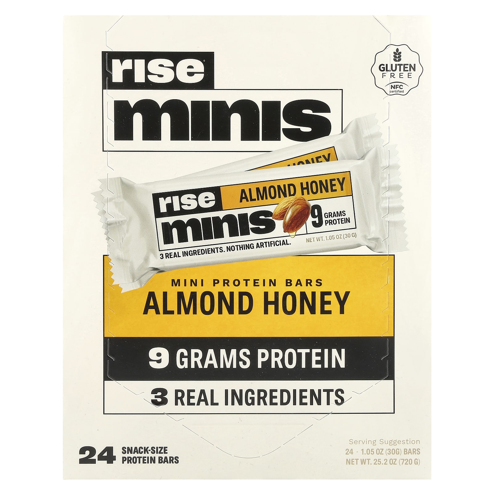 Rise Bar, Rise Minis, Mini Protein Bars, Almond Honey, 24 snack-sized protein bars, 30 g (1.05 oz) each
Rise Bar, Rise Minis, Mini Protein Bars, Almond Honey, 24 snack-sized protein bars, 30 g (1.05 oz) each