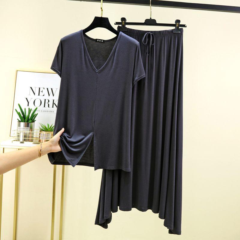 Modal V Neck Short-Sleeved Dress Suit Women s Summer Casual Twinset Outfit Plus Size Loose-Fitting Loungewear Air Conditioning Clothes Dark gray L (Recommendation 52.50 kg-62.50 kg
Modal V Neck Short-Sleeved Dress Suit Women s Summer Casual Twinset Outfit Plus Size Loose-Fitting Loungewear Air Conditioning Clothes Dark gray L (Recommendation 52.50 kg-62.50 kg