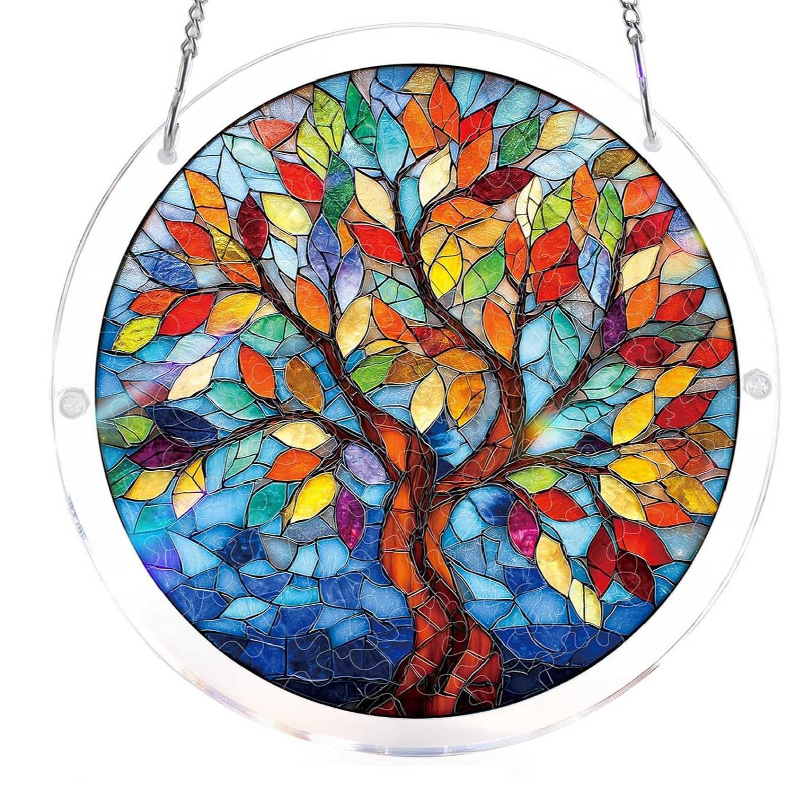 2D Acrylic Sun Catcher Window Decoration Circular Stained Glass Style Puzzle Art with Hanging Chain for Home and Office Display One Size
2D Acrylic Sun Catcher Window Decoration Circular Stained Glass Style Puzzle Art with Hanging Chain for Home and Office Display One Size