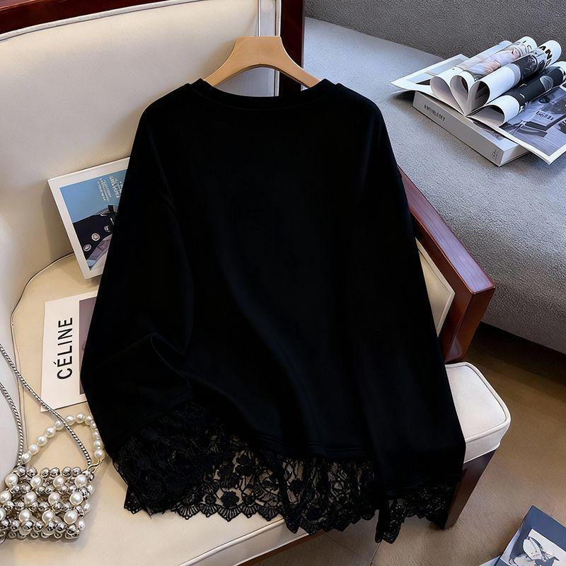 European White Lace Long-Sleeve T-shirt for Women – Plus Velvet Mid-Length Base Layer, Autumn/Winter Collection XL for 115-130 lbs
European White Lace Long-Sleeve T-shirt for Women – Plus Velvet Mid-Length Base Layer, Autumn/Winter Collection XL for 115-130 lbs