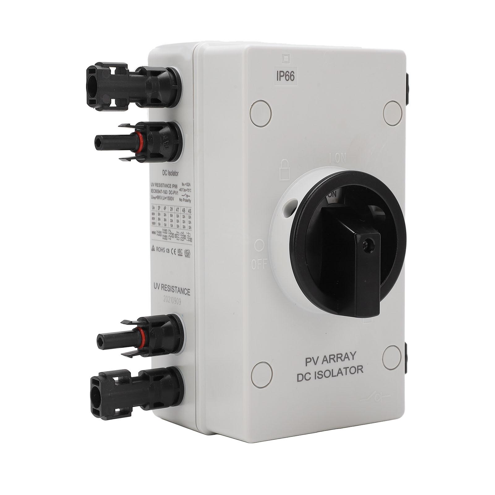 Solar Disconnect Switch PV Isolator IP66 Waterproof DC 1000V 32A for Power System
Solar Disconnect Switch PV Isolator IP66 Waterproof DC 1000V 32A for Power System