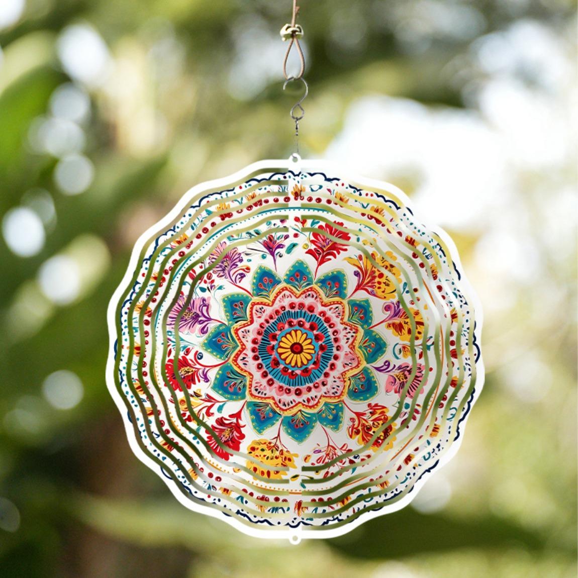 10 Inch Hanging Wind Chime with Mandala Flower Design Unique Garden Balcony Decor Rotating Hook Elegant Artistic Gift for Spring Summer 01A
10 Inch Hanging Wind Chime with Mandala Flower Design Unique Garden Balcony Decor Rotating Hook Elegant Artistic Gift for Spring Summer 01A