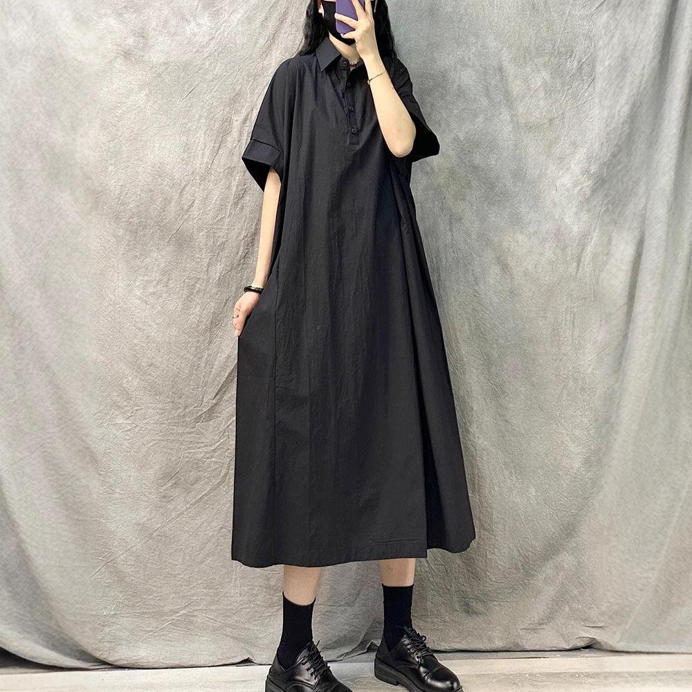 Lapel short-sleeved casual dress women s 2025 new summer large size loose temperament fashion solid color medium and long dress L чёрный
Lapel short-sleeved casual dress women s 2025 new summer large size loose temperament fashion solid color medium and long dress L чёрный