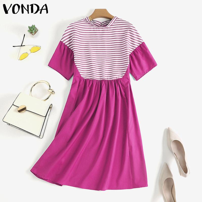 VONDA Женщины Лето Короткий Слой рукав Сращивание Вечеринка Мини Платье Повседневные полосатые короткие платья Плюс Размер #2
VONDA Женщины Лето Короткий Слой рукав Сращивание Вечеринка Мини Платье Повседневные полосатые короткие платья Плюс Размер #2