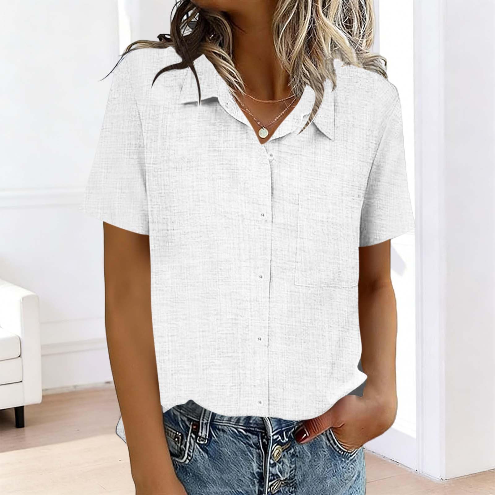 Women s Fashion Color Standing Collar Short Sleeve Button-Up Shirt T-Shirt Top XL білий
Women s Fashion Color Standing Collar Short Sleeve Button-Up Shirt T-Shirt Top XL білий