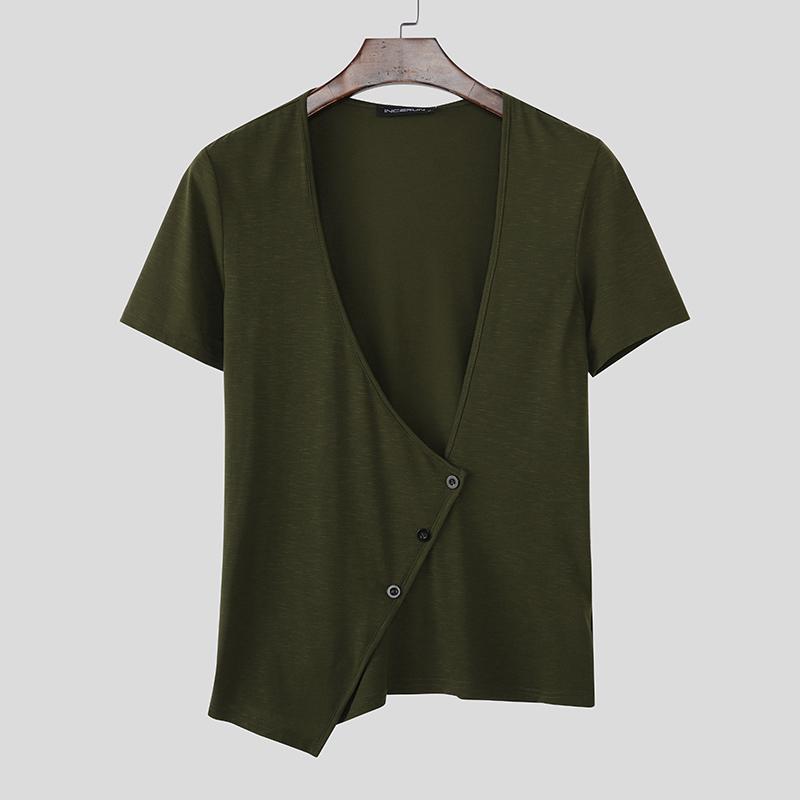 INCERUN Men Low Cut Neck Short Sleeve Irregular Solid Color Casual Fitted T-shirts Tops 5XL армія зелений колір
INCERUN Men Low Cut Neck Short Sleeve Irregular Solid Color Casual Fitted T-shirts Tops 5XL армія зелений колір