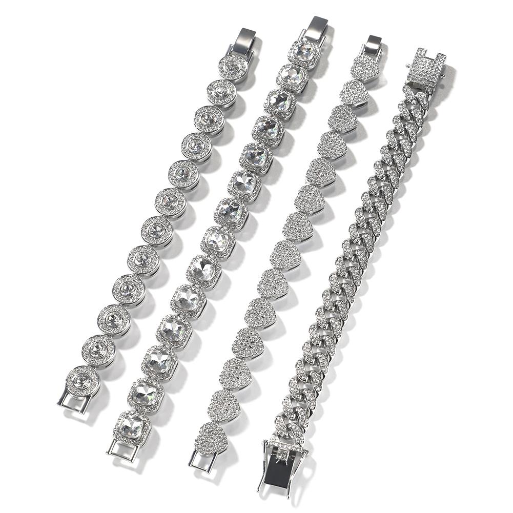 THE BLING KING 4pcs Bracelets Micro Paved Bling Rhinestones Link Chain Zinc Alloy Set Bracelet Women Hiphop Jewelry 7inch срібний
THE BLING KING 4pcs Bracelets Micro Paved Bling Rhinestones Link Chain Zinc Alloy Set Bracelet Women Hiphop Jewelry 7inch срібний