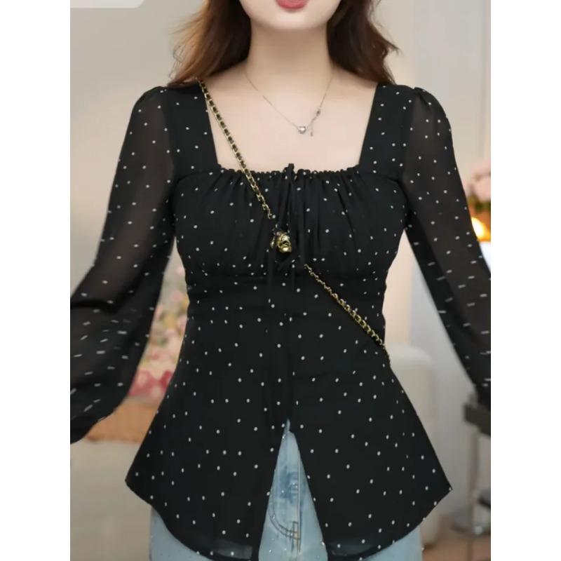 New Spring and Autumn Fat Girl Chiffon Shirt Long-sleeved Sunscreen Polka Dot Fashionable Square Collar Top This Slimming Shirt 2XL
New Spring and Autumn Fat Girl Chiffon Shirt Long-sleeved Sunscreen Polka Dot Fashionable Square Collar Top This Slimming Shirt 2XL