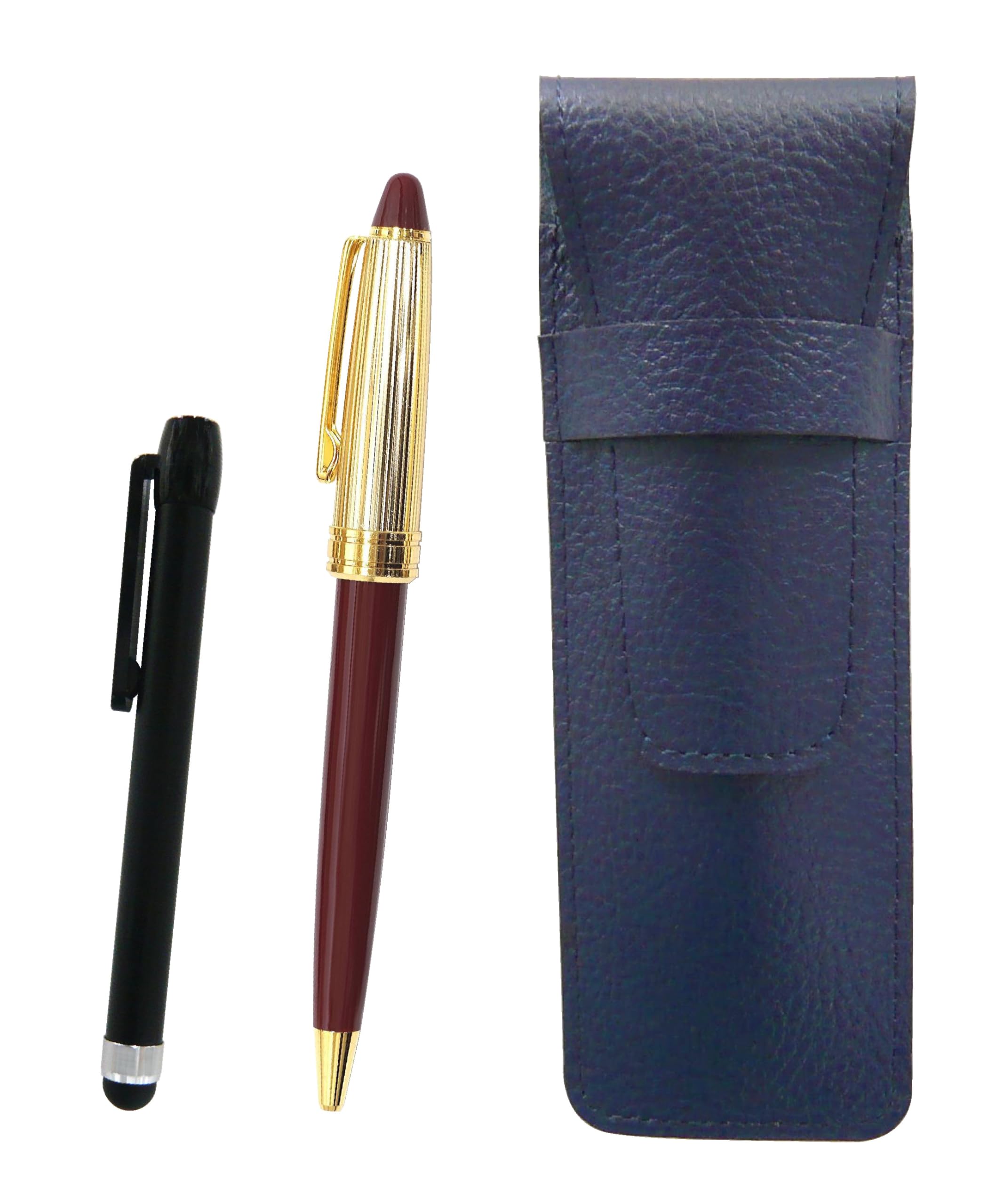 Grained leather pencil case metal touch stick black and Neo gold retro ballpoint pen set red blue, D-800 processing, SASL-ALB-800B-R
Grained leather pencil case metal touch stick black and Neo gold retro ballpoint pen set red blue, D-800 processing, SASL-ALB-800B-R
