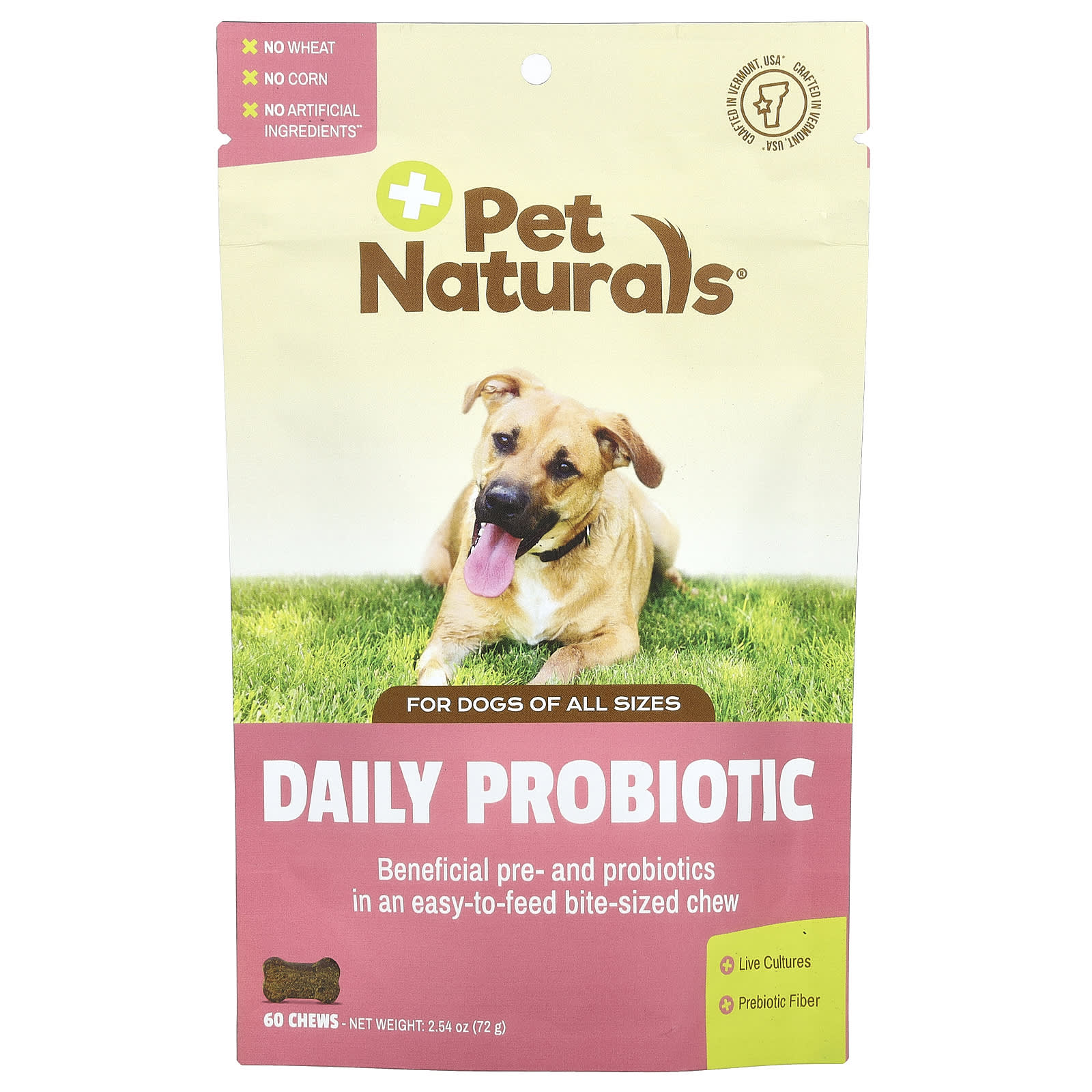 Pet Naturals, Пробиотик на каждый день, для собак всех размеров, 60 жевательных таблеток, 2,54 унции (72 г)
Pet Naturals, Пробиотик на каждый день, для собак всех размеров, 60 жевательных таблеток, 2,54 унции (72 г)