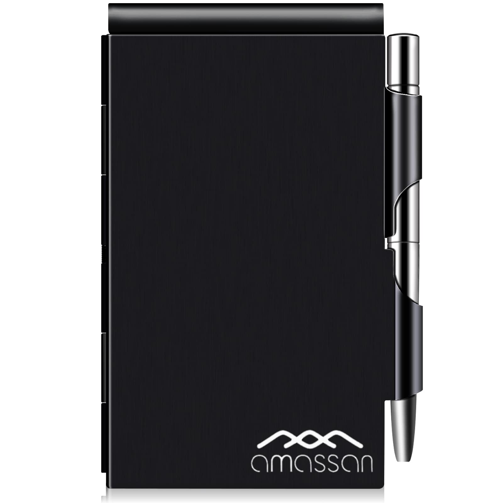 amassan Metal Pocket Notebook, Small Pocket Notepad, Aluminum Note Case with Mini Metal Pen and 60-Page Sheets - Memo Book Notepad, Solid Black
amassan Metal Pocket Notebook, Small Pocket Notepad, Aluminum Note Case with Mini Metal Pen and 60-Page Sheets - Memo Book Notepad, Solid Black