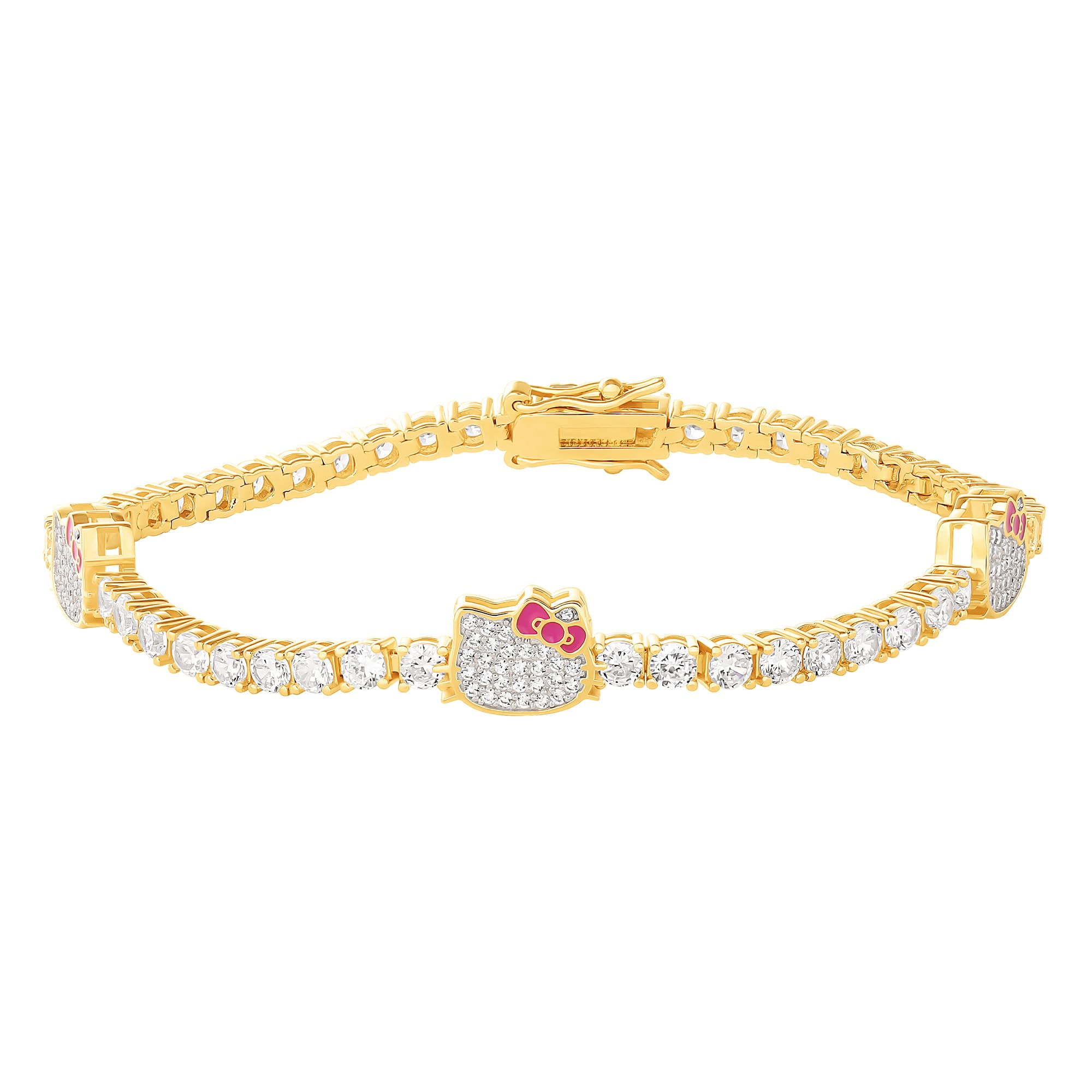 Теннисный браслет Hello Kitty Sanrio Pave Cubic Zirconia, официально лицензированный, из стерлингового серебра 18 карат с покрытием из золота и кубических цирконий, женский, 7,5 дюймов
Теннисный браслет Hello Kitty Sanrio Pave Cubic Zirconia, официально лицензированный, из стерлингового серебра 18 карат с покрытием из золота и кубических цирконий, женский, 7,5 дюймов