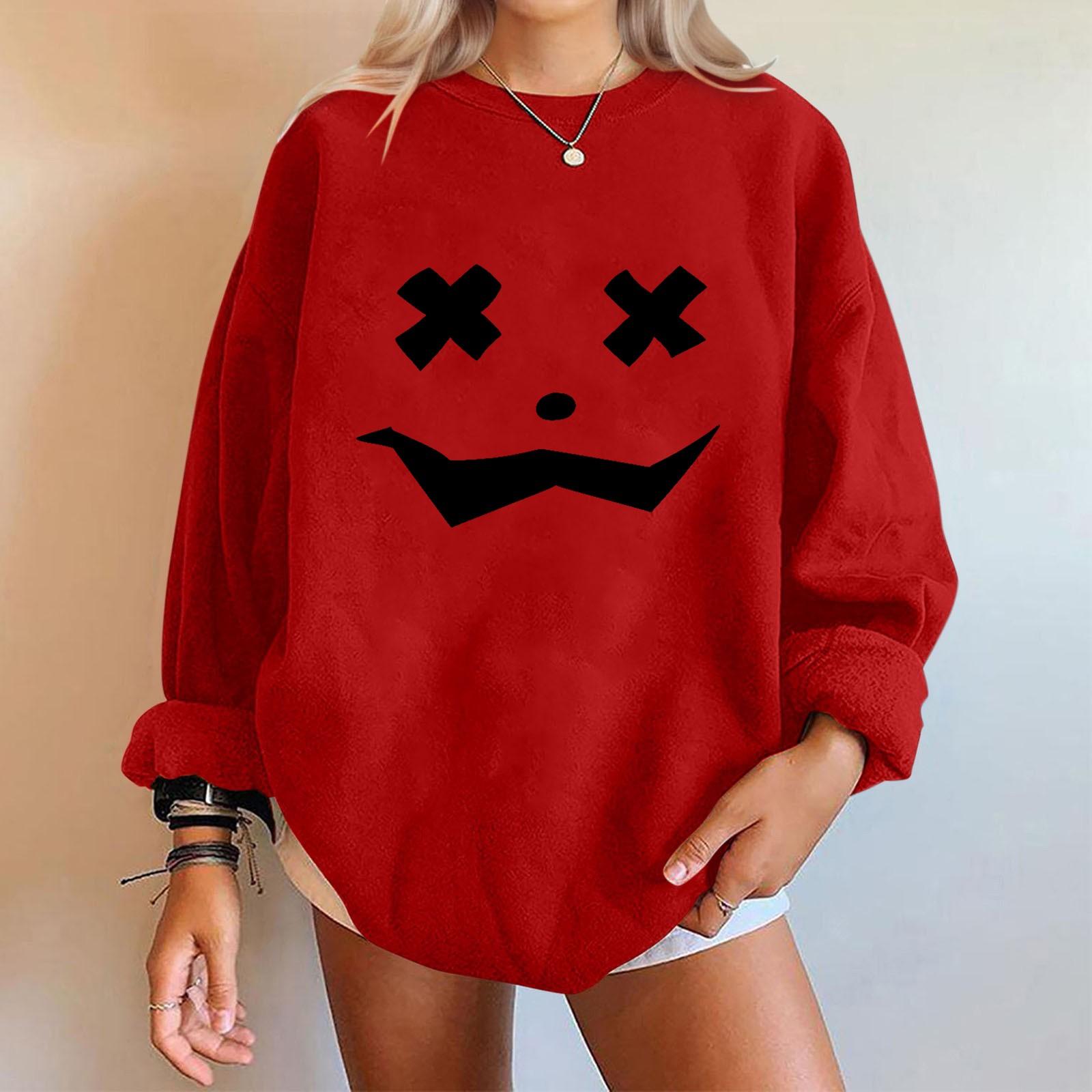 Женские повседневные модные толстовки с длинным рукавом и круглым вырезом с принтом Хэллоуина, пуловер, топ M красный
Женские повседневные модные толстовки с длинным рукавом и круглым вырезом с принтом Хэллоуина, пуловер, топ M красный