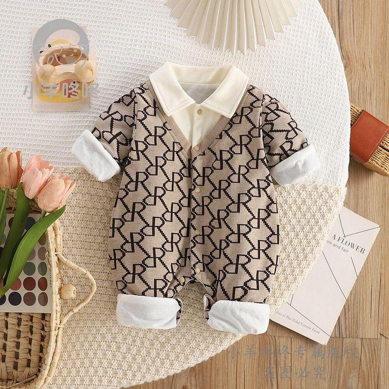 Spring and Autumn Style R Letter Autumn Romper Retro Infant Fashion Stylish Crawling Suit Long-Sleeve One-Piece Romper for Boys and Girls Picture color 66
Spring and Autumn Style R Letter Autumn Romper Retro Infant Fashion Stylish Crawling Suit Long-Sleeve One-Piece Romper for Boys and Girls Picture color 66