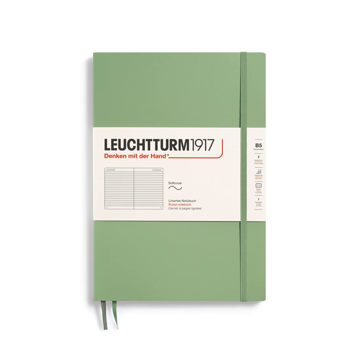 Leuchtturm Блокнот B5 в линейку Мягкая обложка Шалфей 363927 Официальный импорт