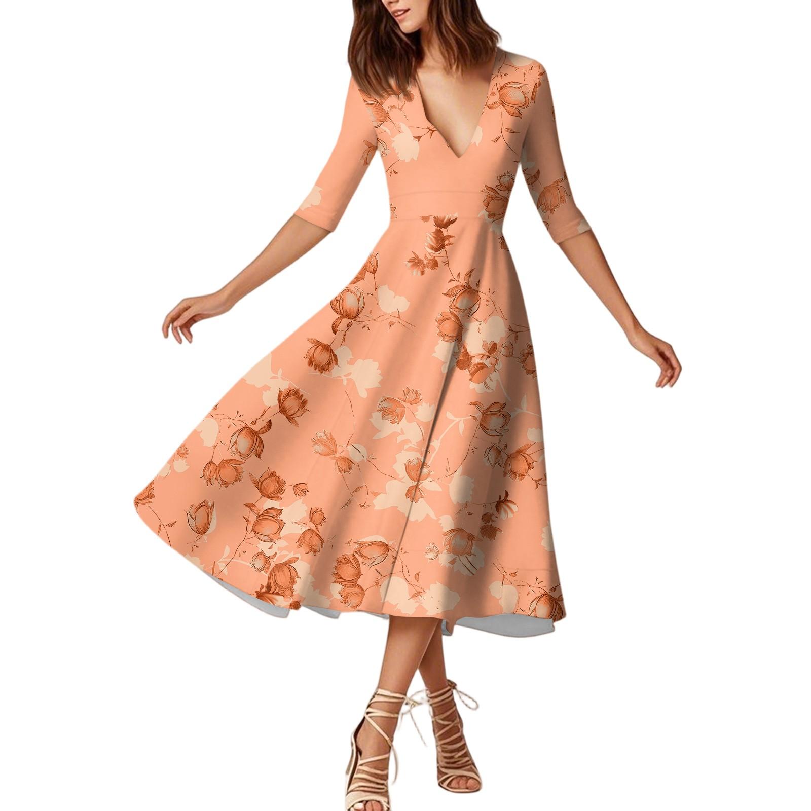 Модна сукня середньої довжини з рукавами, квітковим принтом та сексуальним V-подібним вирізом L помаранчевий
Модна сукня середньої довжини з рукавами, квітковим принтом та сексуальним V-подібним вирізом L помаранчевий