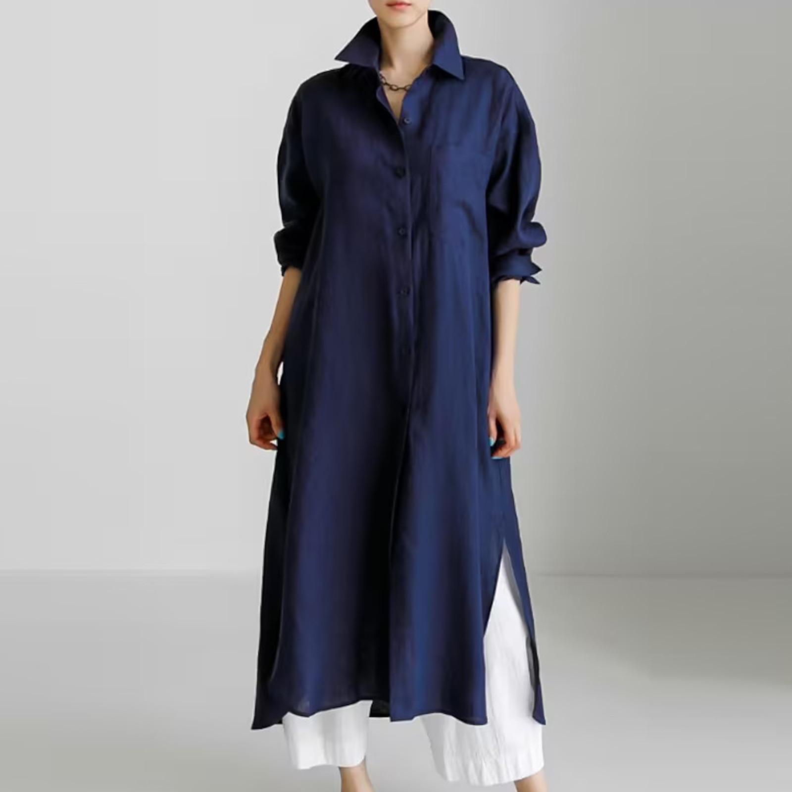 Women s Fashion Shirt Dress Loose Irregular Bottom Shirt Cardigan Long Dresses XL Темно-синій
Women s Fashion Shirt Dress Loose Irregular Bottom Shirt Cardigan Long Dresses XL Темно-синій