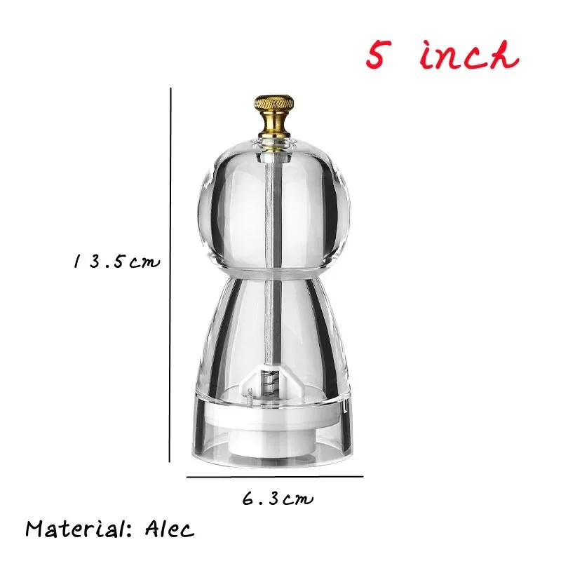 5/6/8-дюймовая ручная перцемолка акриловая бутылка для приправ регулируемая грубость молотого перца кухонный инструмент для измельчения морской соли