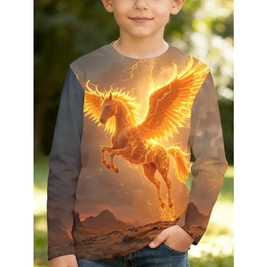 Children s long sleeved T-shirt with golden Pegasus zipper pattern and glowing wings 170
Children s long sleeved T-shirt with golden Pegasus zipper pattern and glowing wings 170