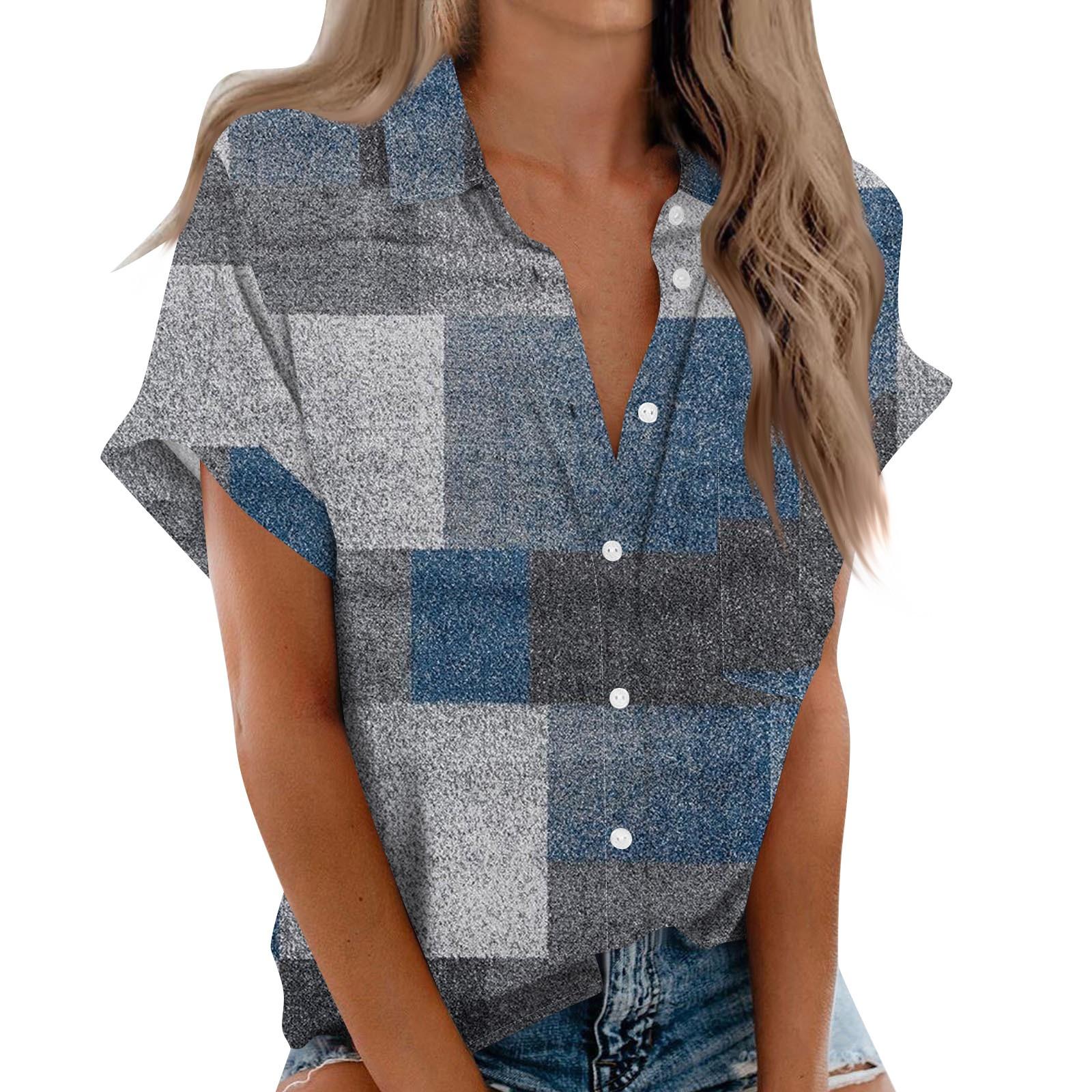 Женская рубашка с короткими рукавами, повседневный модный топ на пуговицах с принтом, кардиган с нагрудным карманом синий
Женская рубашка с короткими рукавами, повседневный модный топ на пуговицах с принтом, кардиган с нагрудным карманом синий