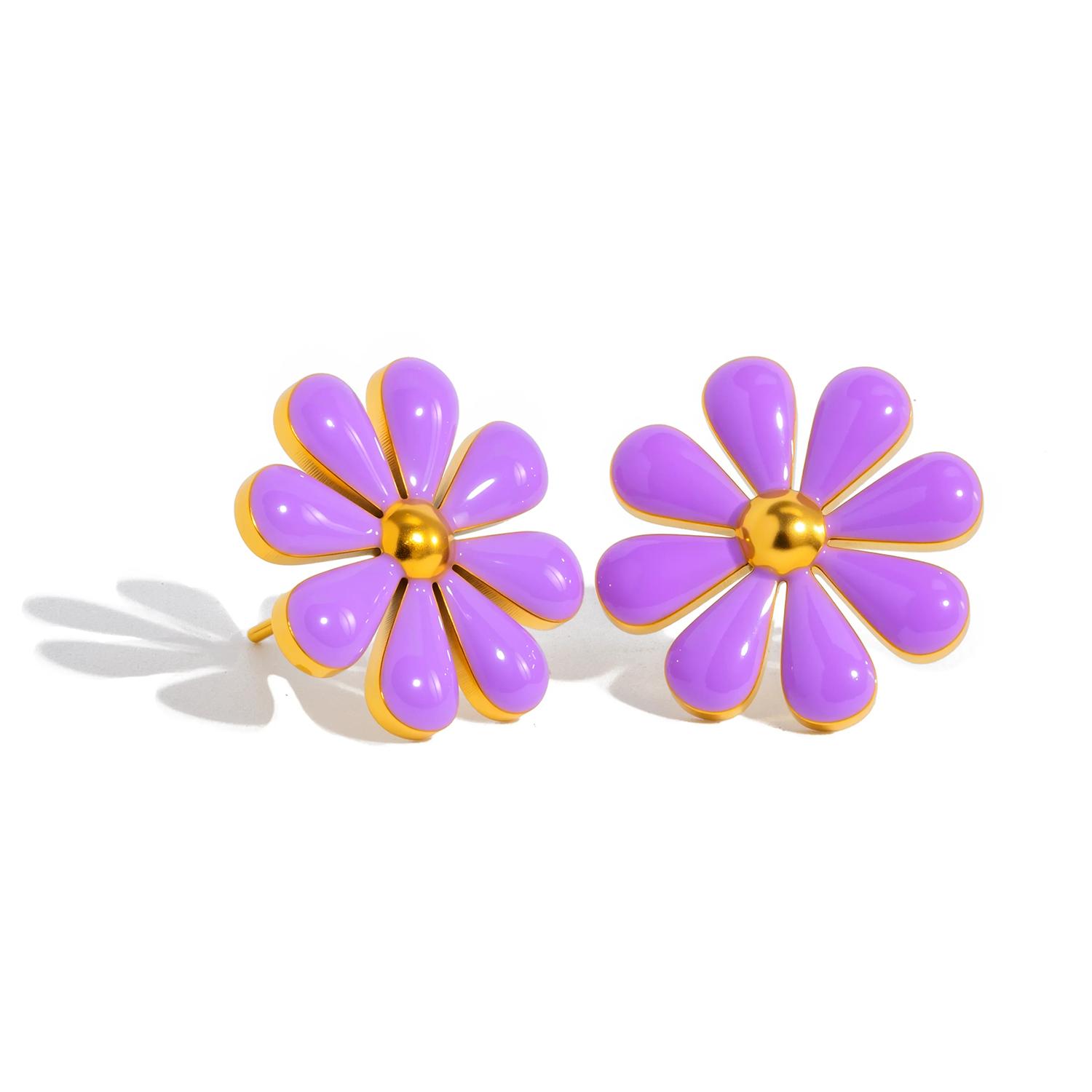 Серьги-пусеты Ромашка с холодной эмалью для женщин - Гипоаллергенная нержавеющая сталь с покрытием из 18-каратного золота - Яркий милый цветочный циркон фиолетовый
Серьги-пусеты Ромашка с холодной эмалью для женщин - Гипоаллергенная нержавеющая сталь с покрытием из 18-каратного золота - Яркий милый цветочный циркон фиолетовый