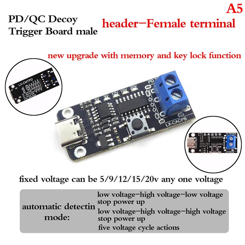 Плата-імітатор USB Type-C PD Trigger Board 9V 12V 15V Вихід PD 2.0 3.0 Адаптер-тригер A5
Плата-імітатор USB Type-C PD Trigger Board 9V 12V 15V Вихід PD 2.0 3.0 Адаптер-тригер A5