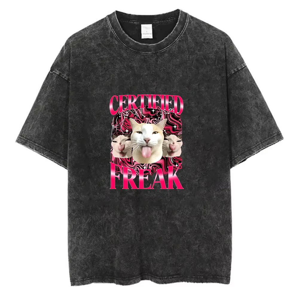 Funny Cat Graphic T Shirt Certified Freak Meme Tee Aesthetic Streetwear Trendy Weird Cat Shirt Unisex Casual Gift Top S
Funny Cat Graphic T Shirt Certified Freak Meme Tee Aesthetic Streetwear Trendy Weird Cat Shirt Unisex Casual Gift Top S