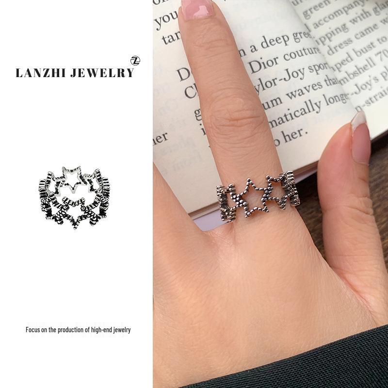 Retro Thai Silver Five-Pointed Star Openwork Ring - 925 Sterling, Non-Fading, Unique Style
Retro Thai Silver Five-Pointed Star Openwork Ring - 925 Sterling, Non-Fading, Unique Style