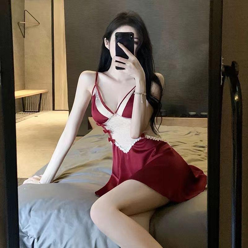 Fat MM catties sexy pajamas women s summer ice silk thin small chest erotic underwear large size lace suspender nightdress M бордовий
Fat MM catties sexy pajamas women s summer ice silk thin small chest erotic underwear large size lace suspender nightdress M бордовий