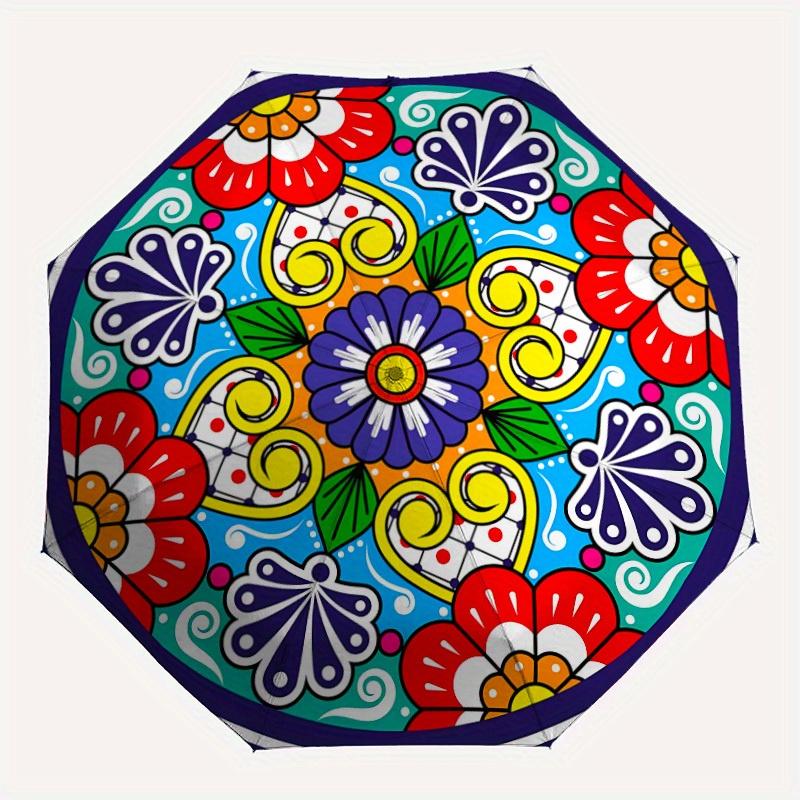 1pc Colorful Floral Pattern Automatic Folding Umbrella - 8-Rib Iron Frame, Windproof, Portable Sunshade with Plastic Handle for Travel & Out
1pc Colorful Floral Pattern Automatic Folding Umbrella - 8-Rib Iron Frame, Windproof, Portable Sunshade with Plastic Handle for Travel & Out