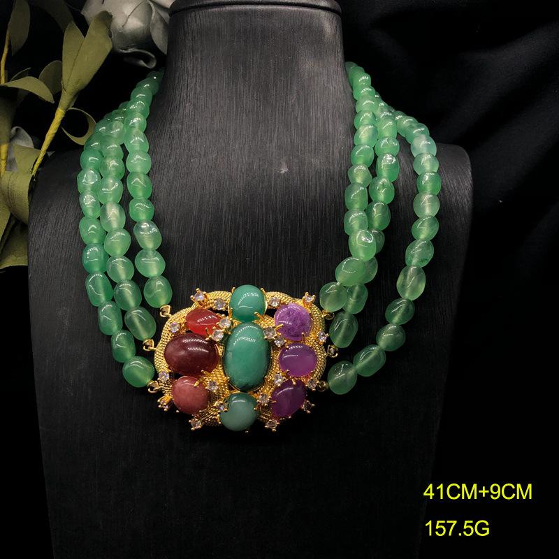 Exquisite Stone Beaded Multi-layer Necklace Copper Wax Inlaid Colored Stone Pendant Necklace High-end Jewelry for Women
Exquisite Stone Beaded Multi-layer Necklace Copper Wax Inlaid Colored Stone Pendant Necklace High-end Jewelry for Women