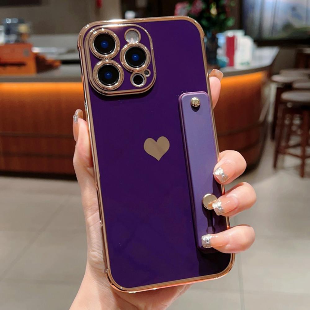 For iPhone 15 Pro Case with Strip Kickstand Electroplating Edge Love Heart Soft TPU Phone Cover Dark Purple
For iPhone 15 Pro Case with Strip Kickstand Electroplating Edge Love Heart Soft TPU Phone Cover Dark Purple