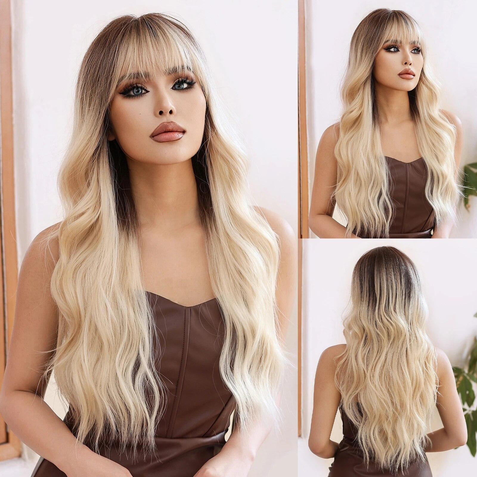 ALAN EATON Ombre Blonde Highlight Wigs with Bangs Synthetic Wavy Long Hair Heat Resistant Daily Wig Natural Looking for Women
ALAN EATON Ombre Blonde Highlight Wigs with Bangs Synthetic Wavy Long Hair Heat Resistant Daily Wig Natural Looking for Women