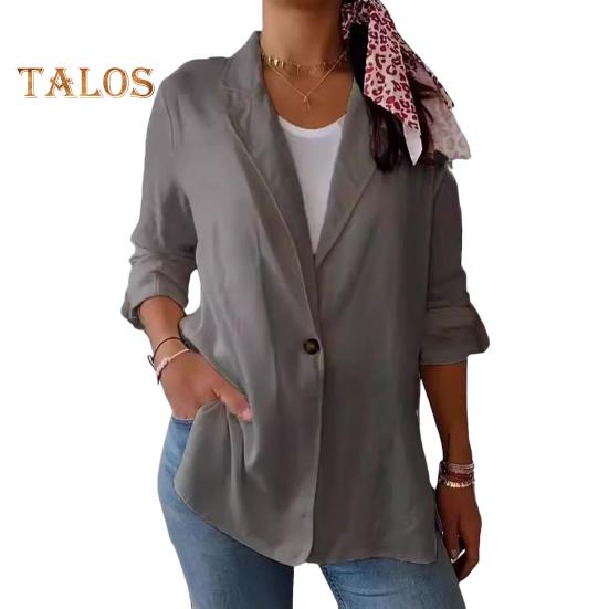 Женский пиджак с лацканами, длинный рукав, однобортный пиджак с боковыми разрезами, однотонный, на одной пуговице, деловая верхняя одежда M серый
Женский пиджак с лацканами, длинный рукав, однобортный пиджак с боковыми разрезами, однотонный, на одной пуговице, деловая верхняя одежда M серый