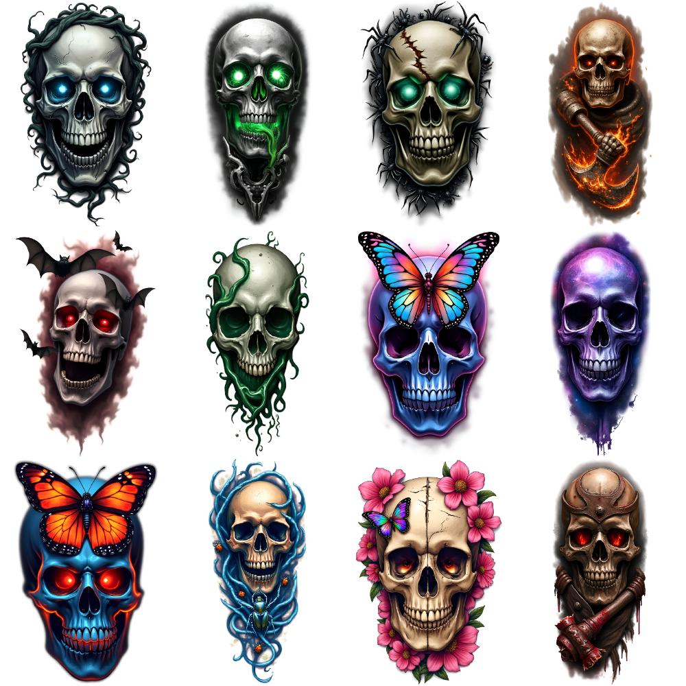 12pcs Temporary Tattoo Butterfly Waterproof Long-lasting Body Stickers Skull Candles Colorful Realism Flowers For Arms Men
12pcs Temporary Tattoo Butterfly Waterproof Long-lasting Body Stickers Skull Candles Colorful Realism Flowers For Arms Men