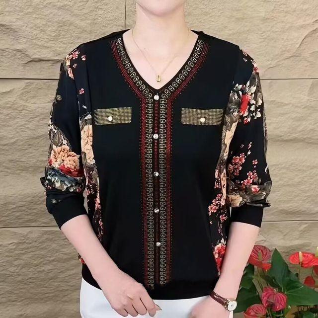 Весна Осень Новая мода Splicing Hot Diamond Bottomin Shirt Мамина футболка Тонкий V-образный вырез Длинный рукав Топ XL-6XL 3XL чёрный
Весна Осень Новая мода Splicing Hot Diamond Bottomin Shirt Мамина футболка Тонкий V-образный вырез Длинный рукав Топ XL-6XL 3XL чёрный