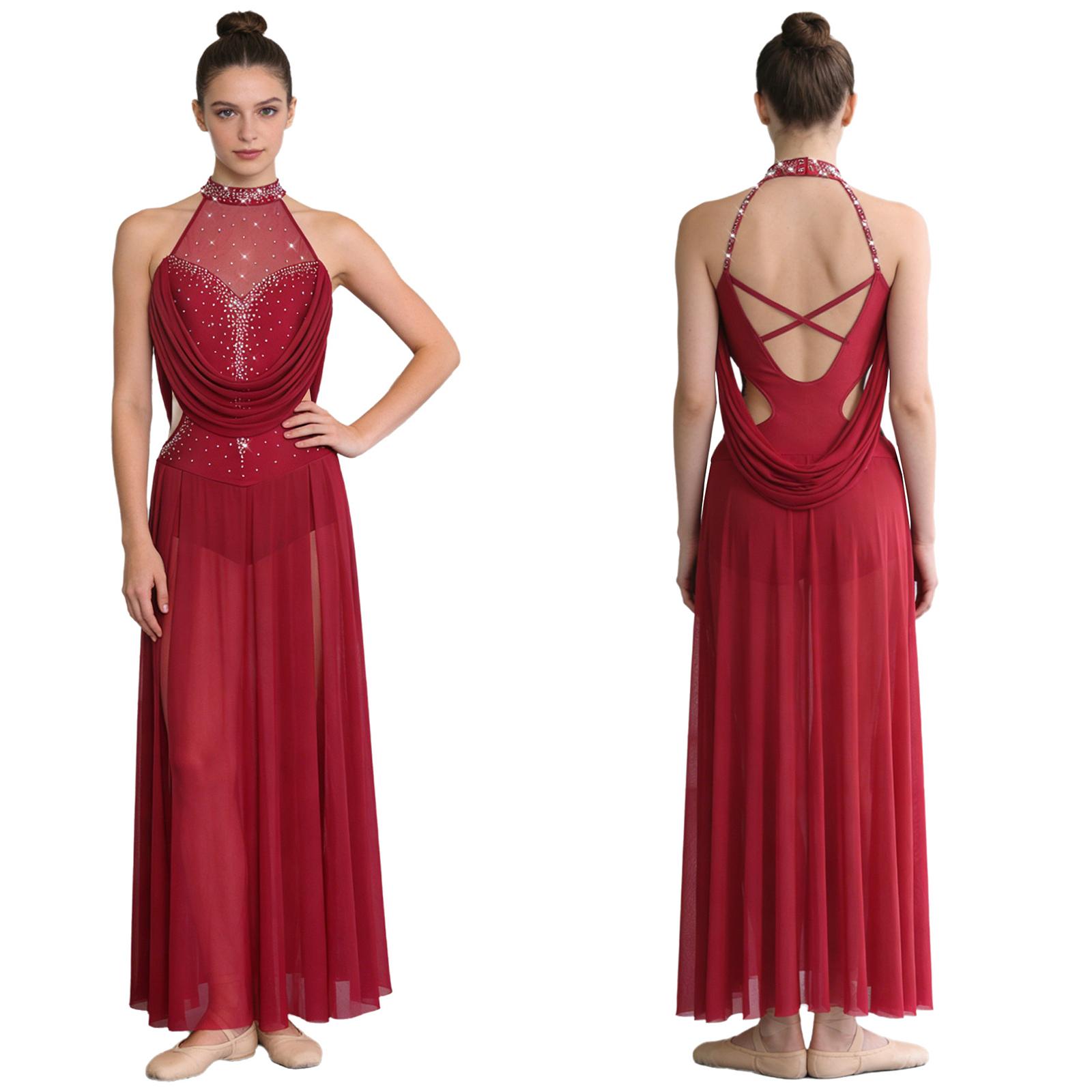 S-XXL Women Lyrical Dance Maxi Dress Halter Sleeveless Sparkly Rhinestones Backless with Built-in Snap Crotch Briefs for Competition Performance S бордовый
S-XXL Women Lyrical Dance Maxi Dress Halter Sleeveless Sparkly Rhinestones Backless with Built-in Snap Crotch Briefs for Competition Performance S бордовый